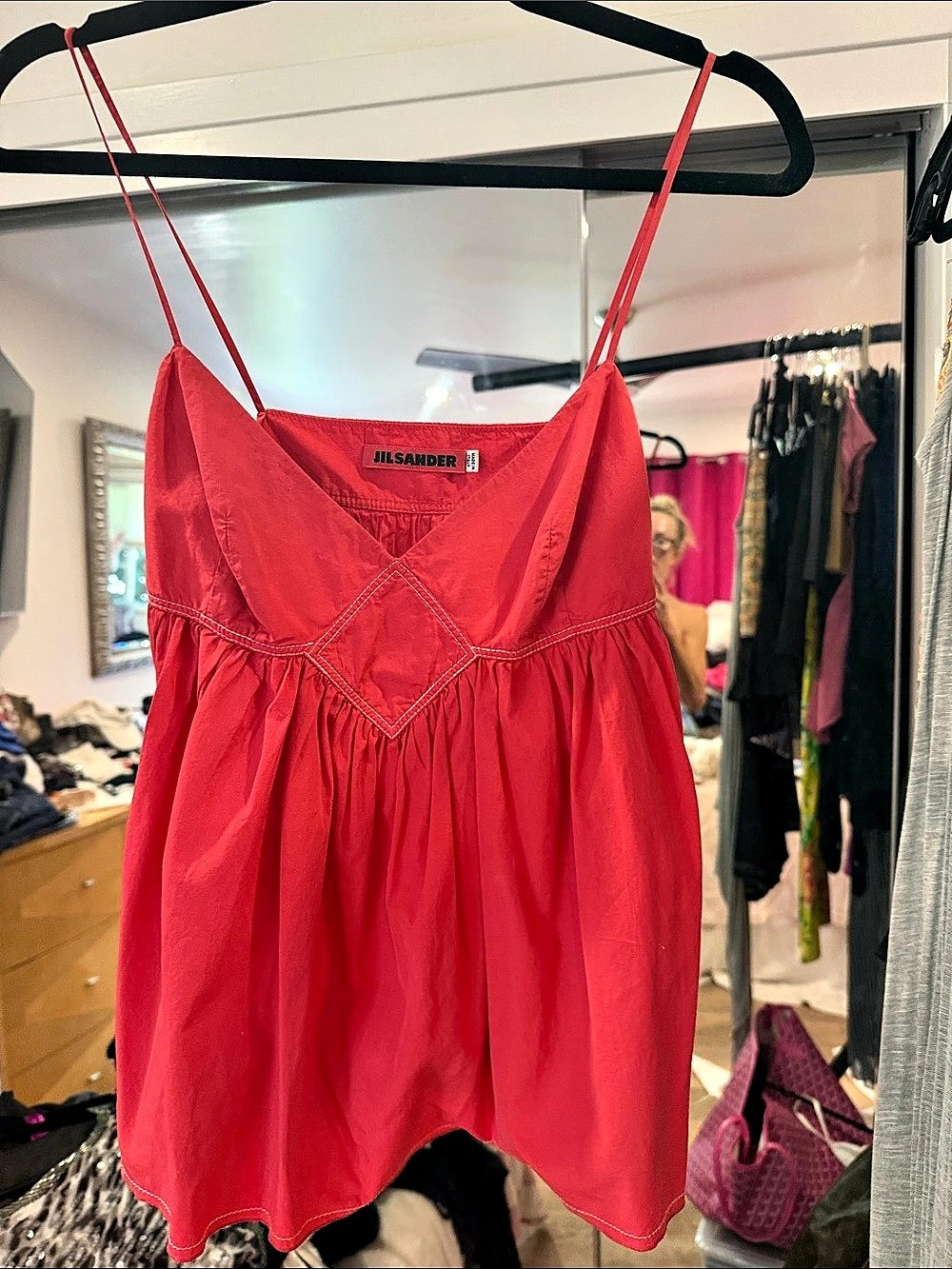 Jil Sander Cotton spaghetti strap top in Red Size 34 Like New ❤️